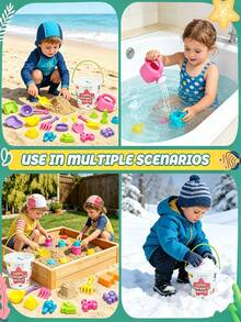 18pcs Beach Toy Set - Kids Outdoor Toys, Children's Beach Toys, Summer Amusement Park Beach Fun House Play, Includes Beach Bucket, Shovel, Sand Molds, Sand Rake, Watering Can, Outdoor Beach Toys, Kids Tent, Kids Beach Supplies, Perfect Summer Gift For Children, Accessory Colors Random - Multicolor - View 6