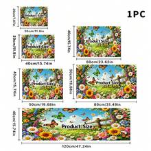 1pc Dish Drying Mat, Coffee Machine Mat, Pastoral Wooden Fence Floral Butterfly Print, Durable, Excellent Water Absorption, Suitable For Dining Table, Cafe And Other Scenes, Create Natural Fresh Atmosphere, Multipurpose Drainage Mat, Home Gift, Tabletop Decor - XYLSD-469 - View 5
