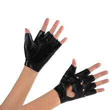 1 Pair Women's Multi-Color Hollow Rivet Non-Slip Breathable Short PU Punk Half Finger Gloves, Suitable For Stage Performance, Street Dance, Motorcycle Riding,Travel,Festival,Party,Camping - Multicolor - View 8