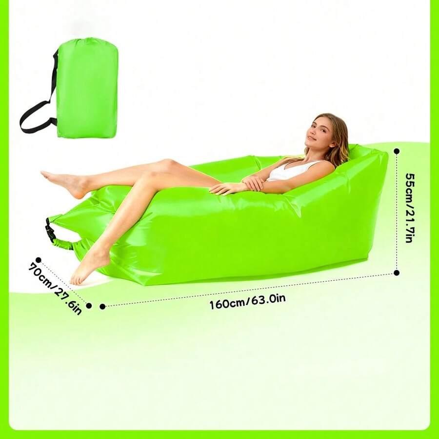 Multicolor Single Inflatable Lazy Sofa, Portable Outdoor Beach Air Sofa Bed, Foldable Camping Sleeping Bag for Comfortable Rest - Verde - Ver 1