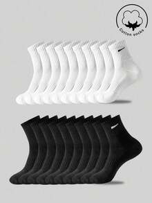 30/10/20/5/1/15 pares de calcetines de tripulación de algodón casual para hombres, calcetines para mujeres, blanco/negro para invierno/otoño/verano/primavera, deportes, transpirables, dos estilos (delgado/grueso) - Multicolor - Ver 1