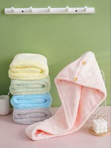 1/2 Pieces Hair-Drying Towel, Polyester, Women's Hair-Dry Cap, Simple Style, Various Colors, Absorbent, Quick-Drying And Soft, Wraps Hair, Suitable For All Seasons, Usable In The Bathroom, Living Room, For Removing Makeup Or Applying Makeup. - Multicolor - View 1