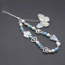 1pc Women's Y2K Style Shiny Butterfly Beaded Round Bead Exquisite High-End Phone Chain, 4 Colors Available, Elegant For Multiple Occasions, Suitable As A Beautiful Gift For Mother, Partner, Wife, Friend - Multiple Styles - View 8