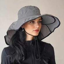 1pc New Style Outdoor Sun Protection Hat For Women, Summer UV Protection Neck Cover Shawl Hiking Bucket Hat, Wide Brim Sun Hat - Multicolor - View 7