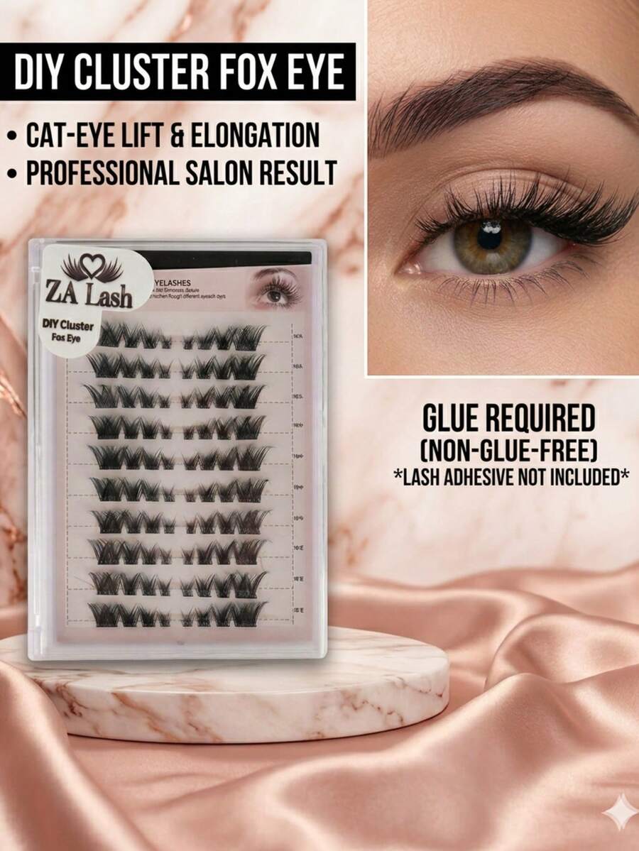 80 Clusters Fox Eye 8-14mm DIY Eyelash Extensions, Voluminous Style, Glue Required - View 1