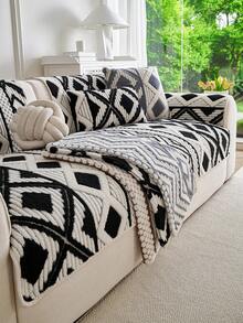 1 pieza Funda de sofá de estilo bohemio cómoda de lana de cordero, cojín de sofá antideslizante y lavable a máquina, protector de muebles con textura 3D, adecuado para uso doméstico - Multicolor - Ver 8