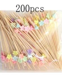 200 piezas/100 piezas/50 piezas/20 piezas/5 piezas Pinchos de bambú, aptos para barbacoas al aire libre, picnics, postres, hamburguesas, cócteles, fiestas, etc., cocina, regalo navideño, artículos escolares - Multicolor - Ver 23