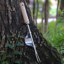 1pc Stainless Steel Weeding Fork With Wooden Handle, Gardening Hand Tool, Lawn Weeder, Outdoor Yard Root Remover - Shovel - View 9
