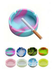 1pc Round Silicone Ashtray Set, Heat-Resistant Silicone Material, Suitable For Indoor And Outdoor Use, Easy To Clean, Office Ashtray Portable Silicone Ashtray For Camping Travel, Office Car Outside Indoor Use, Ashtray Patio Decor Ashtrays Outdoor - Multiple Styles - View 1