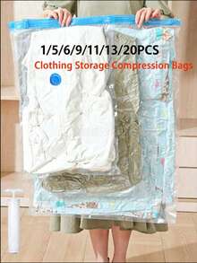 1/5/6/9/11/13/20 túi hút chân không, túi nén du lịch, túi nén trong suốt, túi đựng quần áo mùa hè, túi đựng PVC chống nước, túi đựng chống côn trùng và chống nấm mốc - Nhiều màu - Xem 13
