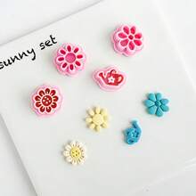 3/42 piezas Mini Cortadores de Arcilla Natural de Primavera, Moldes de Arcilla Polimérica para Joyería Floral/Insecto, Herramientas de Manualidades DIY para Pendientes de Naturaleza Boho - Rosa - Ver 8