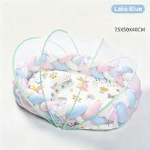 1pc Braided Edge Portable Baby Nest Bed, All-In-One Encrypted Mosquito Net Baby Bed, Foldable Newborn Soothing Sleeping Pad, Summer Mosquito-Proof Baby Bedside Crib - Multicolor - View 6