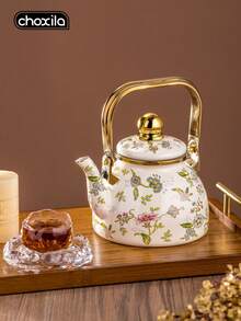 choxila 1pc Enamel Kettle, Luxury Floral & Bird Porcelain Tea Pot With Gold Edge, Middle Eastern Style Coffee Pot, 1L/1.2L/2.5L Universal For Gas And Induction Cookers, Suitable For Home, Family Gatherings, Banquet Halls, And Restaurant Service. - Flower and Bird Ceramic Teapot - View 5
