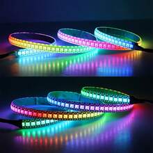 AOEVK LED燈條 WS2812B RGB + IC 每米 144 顆 LED 個別可定址 5V USB 電視同步追色燈，適用室內、節日、牆面裝飾、萬聖節、聖誕節 - WS2812B BLACK Three-Key Controller - 查看 10