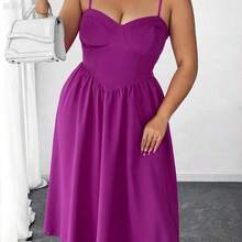 xuehuamaoyi02  Vestido de tirantes finos de talla grande con tonos morados - Rosa Pálido - Ver 5