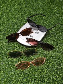 5pcs Black Tea, White, Leopard Print, Green Champagne Combination
