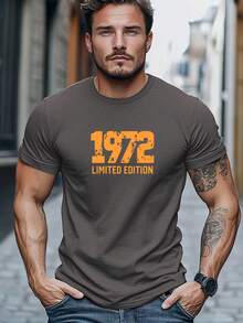 Camiseta de hombre de talla, relajada e informal, estilo casual y descontruido, camiseta de manga corta con cuello redondo, edición limitada 1972, para verano. - Blanco - Ver 7