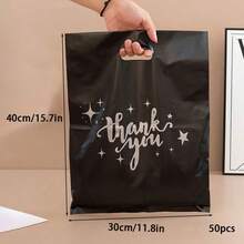 100个/50个/20个可重复使用的黑色塑料购物袋 - 适合礼物、圣诞节、派对、商店和精品店 - 50pcs - 查看 15