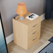 Home Discount Vida Designs Riano 3 Drawer Bedside Chest Cabinet Table Nightstand Bedroom Furniture Silver Handles Display Storage Unit - Pine - Pine - View 4