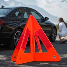 2pcs High Visibility Reflective Car Triangle Set - Durable Plastic, Rear Exterior Accessory - Tripod - View 2