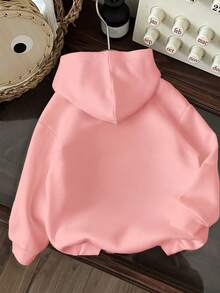 Toddler Letter Pattern Warm Hooded Sweatshirt - Pink - View 2
