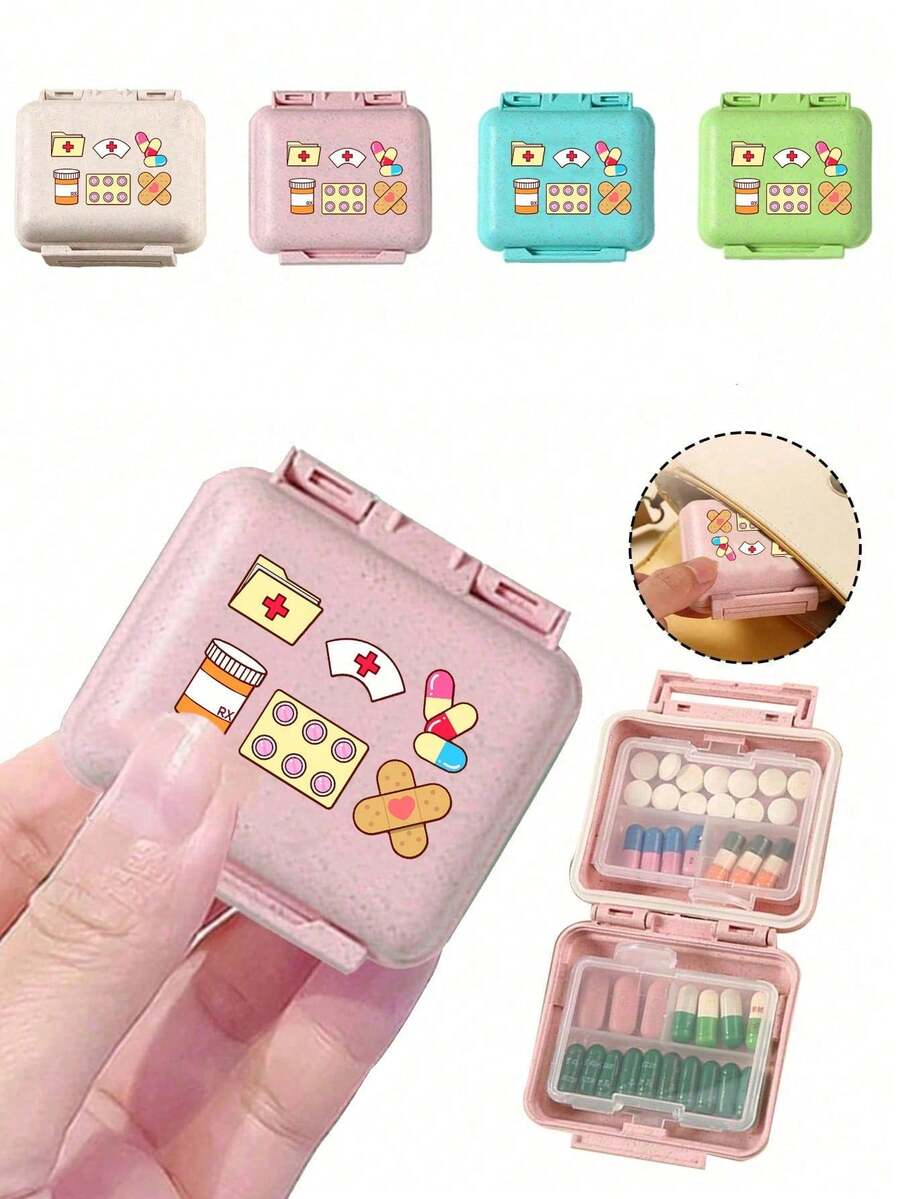 Mini 6-Compartment Portable Pill Box, Medicine Storage Box, Travel Pill Box, Printed With "My Pill Box" And Pill Pattern, 6-Compartment Small Pill Box, Sealed Pill Packaging Storage Box, 6-Day Weekly Pill Storage Box, Travel Essential Pill Box, Daily Vitamin Pill Box, Pocket Pill Box Storage Box, Exquisite Storage Box, Home Essential, Travel Essential