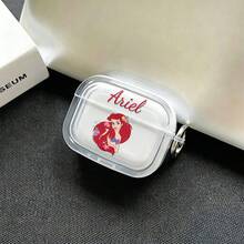 Disney The Little Mermaid Ariel Floral AirPods Case Cute Transparent Shockproof Shell With Keychain Compatible With AirPods 1/2/3/4 And Pro/Pro 2 Nd Generation Suitable For New AirPods Pro 3 Stocking Stuffers The Girlfriend. - Transparent - View 3