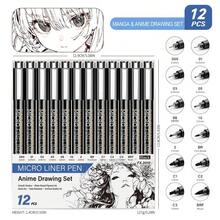 12色细线笔套装，防水勾线笔，适用于艺术学生、漫画家、动漫爱好者、樱花绘画 - 彩色 - 查看 20
