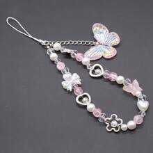 1pc Women's Y2K Style Shiny Butterfly Beaded Round Bead Exquisite High-End Phone Chain, 4 Colors Available, Elegant For Multiple Occasions, Suitable As A Beautiful Gift For Mother, Partner, Wife, Friend - Multiple Styles - View 9