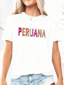 Camiseta Vintage Peruana Con Orgullo De Raíces Y Patrón De Mujer Peruana - Blanco 5 - Ver 1