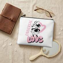 Disney Minnie Mouse Canvas Organizer Pouch, Chic Pink & Black Graffiti Style Design, Bag For Daily Toiletries & Makeup - 10 X 8.1 Inches - View 6