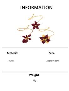 1pc/3pcs Luxury High-End Red Drip Flower Bangle Bracelet, Vintage Elegant Elegant Open Cuff Design, Niche Style, Versatile Commuter Jewelry For Women - Burgundy - View 9