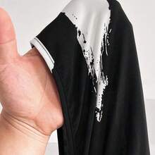 yonghongmaoyi1 Maweii Vestido sin mangas con cuello en V y estampado de talla grande - Blanco y Negro - Ver 9