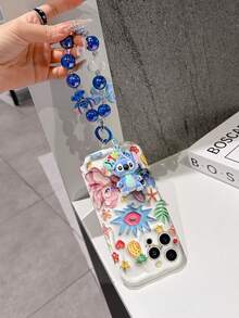 Disney Has Authorized, Phone Case - Chain Set, The Stitch Lilo & Stitch 3D Phone Case Plus A Silicone 3D Stitch Bracelet With Metallic Ring Removable Bracelet, Stitch And Angel Pattern, Compatible With Iphone17/16/15/14/13/12/11/XS/XR/X Plus Pro Max, A Stylish Cartoon Phone Case, The Perfect Gift Choice, Phone Protection, Durable Phone Cover, Great Gift For Friends And Family. - 白色 - 查看 5