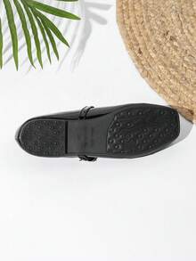 JiaYunNvXie Vintage Mary Jane Buckle Granny Shoes Plus Size Uniform Flat Shoes - Black - View 8