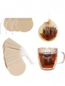 100pcs Tea Bags With Drawstrings, Suitable For Filtering Loose Tea, Herbal Tea, Traditional Chinese Medicine Powder, Etc., With Fine Mesh To Prevent Residue Leakage, Ideal For Home, Office, Travel, And Other Scenarios. - Multicolor - View 2