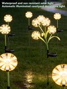 Solar Powered Dandelion RGB Color Changing LED Garden Stake Light, With Light Sensor Auto On/Off, IPX5 Waterproof Outdoor Decorative Landscape Light, Suitable For Yard Garden Patio Lawn Pathway Decoration - Solar Dandelion Lamp - View 9