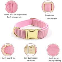 1pc Fashion Corduroy Dog Collar, Metal Buckle Adjustable, Soft Comfortable Durable, Suitable For Small Medium Large Dogs, Fashionable, Colorful Vintage, Cute, Minimalist Christmas, Anniversary Gift - Lilac Purple - View 4