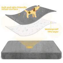 DUJUIKE Dog Bed Cover, Soft Plush Replacement Cover, 100% Waterproof, Soft Fleece/Velvet Material, Waterproof And Removable/Washable Dog Bed Cover (Light Gray) - Light Grey - View 5