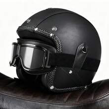 Kacamata Retro Kulit PU untuk Motor, Gaya Aviator untuk Cruiser, Skuter, ATV, Anti Gores, Anti Debu, Kacamata Helm Anti Angin - A - View 8