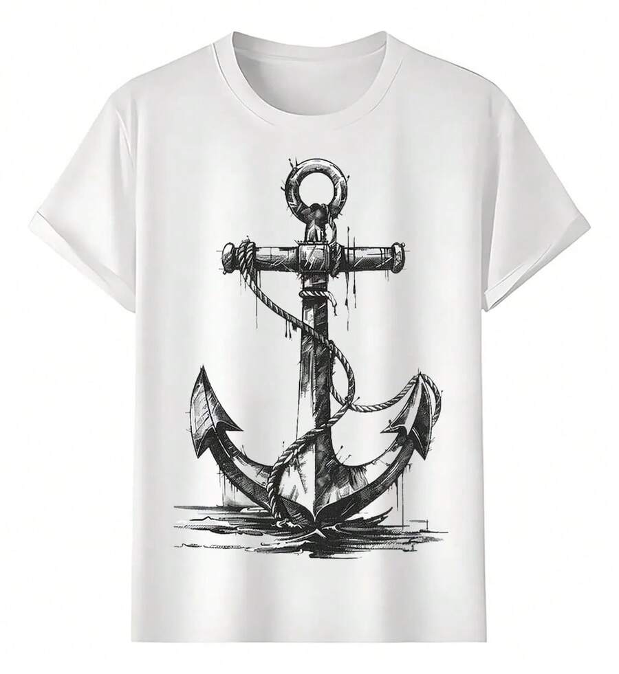 Playeras Ancla Marinera Con Cuerda - Blanco - Ver 1