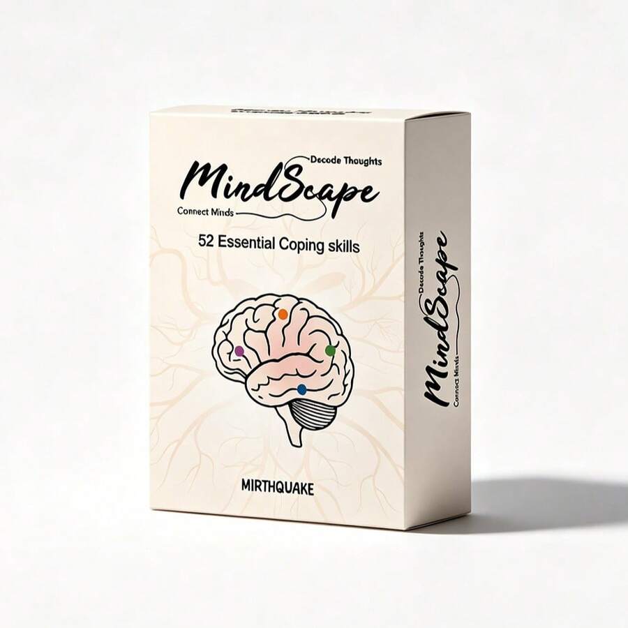 MindScape Reflection Cards - 52 Extra Durable Self-Awareness Cards For Adults, Self-Care Question Deck To Spark Mindfulness, Meditation And Personal Growth, Great Tool For Journaling, Therapy And Daily Reflection - Apricot - View 1