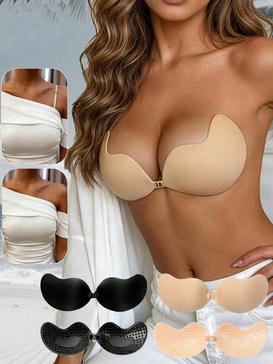 Sticky Bra Strapless Push Up Bra Invisible Stick On Bra Adhesive For Women Backless Reusable Self-Adhesive Nipple Cover Summer Wedding Dress Lingerie - Multicolor - View 1
