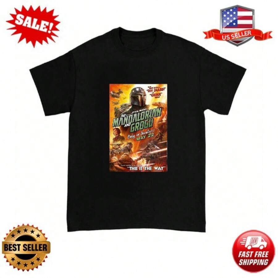 And Grogu May 22 2026 Movie T-Shirt S-3XL - Black - View 1