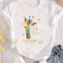 Colored T-Shirt With Deer Print And The Word OK, Round Neck, Large Size. - Black - View 2