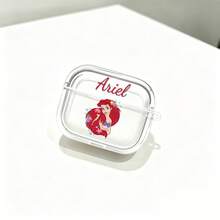 Disney The Little Mermaid Ariel Floral AirPods Case Cute Transparent Shockproof Shell With Keychain Compatible With AirPods 1/2/3/4 And Pro/Pro 2 Nd Generation Suitable For New AirPods Pro 3 Stocking Stuffers The Girlfriend. - Transparent - View 4