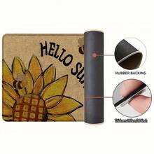 1 pieza, Decoración del hogar, Estampado de patrón de girasol, Alfombra de cocina de lino, Tapete de cocina, Tapete de piso, Tapete de baño, Tapete de puerta, Impresión 3D rectangular, Apto para sala de estar, dormitorio, pasillo, baño, lavandería - Alfombra de poliéster, Apto para decoración del hogar interior y exterior - Multicolor - Ver 8