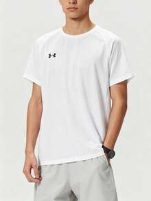 Under Armour 男士短袖T恤，休閒日常穿著，健身房運動衫，大尺碼，吸濕排汗，透氣，運動T恤 21500140-100 - 白色 - 查看 1