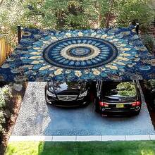 1 pieza Toldo de dosel con estampado de mandala bohemio, vela de sombra con patrón de pavo real azul y dorado, poliéster ligero, decoración para fiestas, jardín exterior, decoración de patio, playa, camping y picnic - Aventura de sombra al aire libre (poste no incluido). - Multicolor - Ver 11