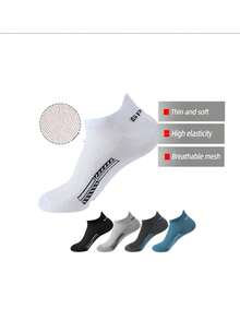 5 Pairs Minimalist Short Socks. Solid Color Socks, Breathable, Comfortable, Sweat-Absorbent, Suitable For Daily Business, Travel And Casual Wear. Short Socks - Multicolor - View 2